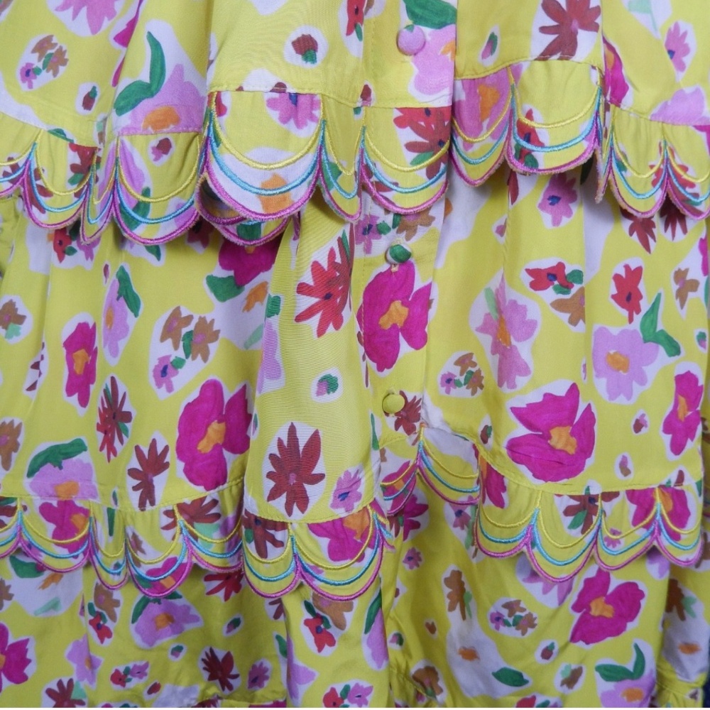 Celia B. Fluorite Yellow Floral Shirt Dress Collared S - Picture 6 of 8